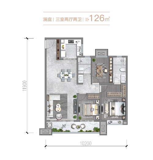 3室2厅2卫 126平米