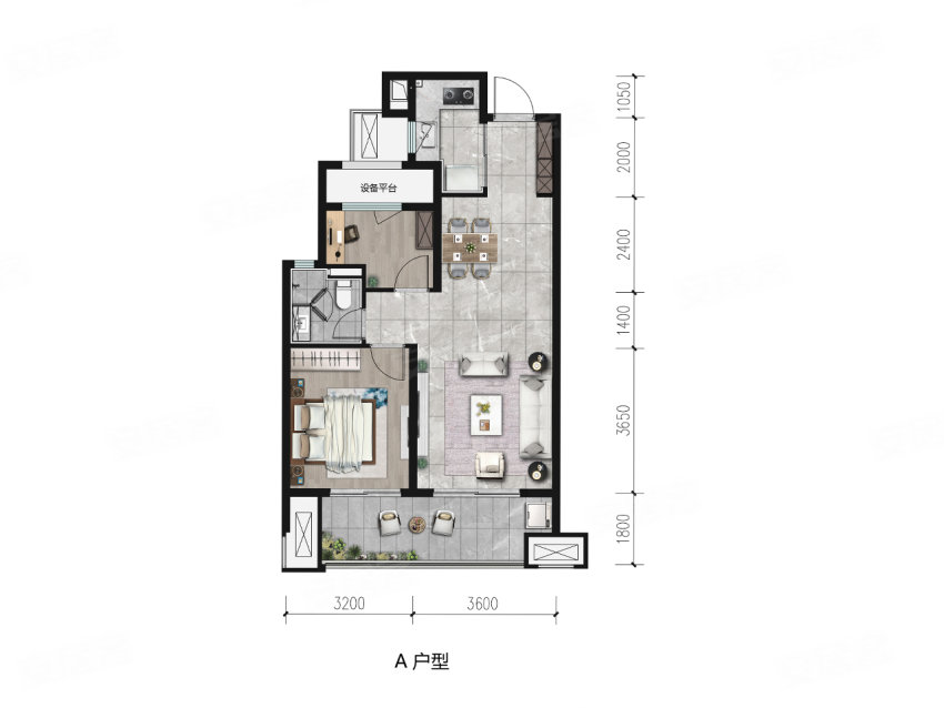 2室2厅1卫1厨  建面83.00平米