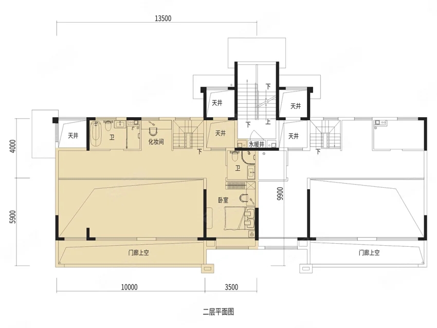 下叠 3室2厅4卫1厨， 建面172.00平米