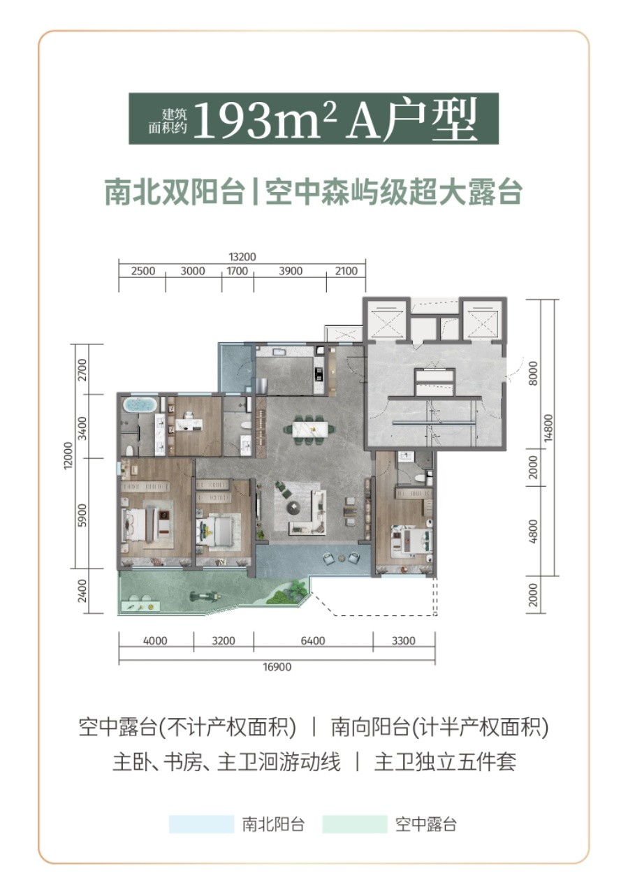 4室2厅3卫 建面：193㎡