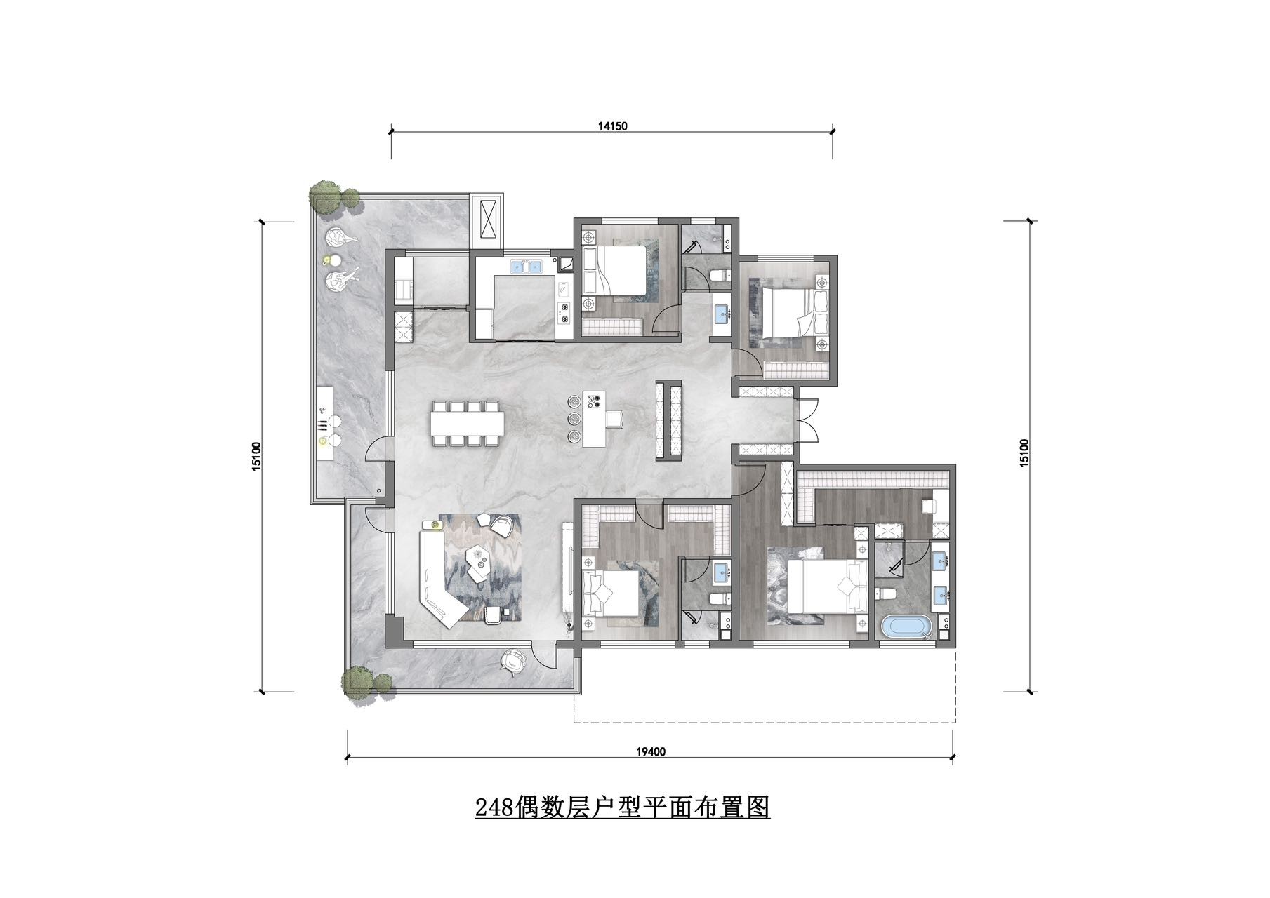 4室2厅3卫 建面：248㎡