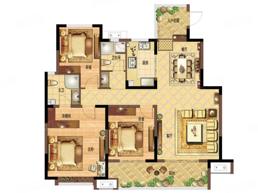 3室2厅2卫 建面：129㎡