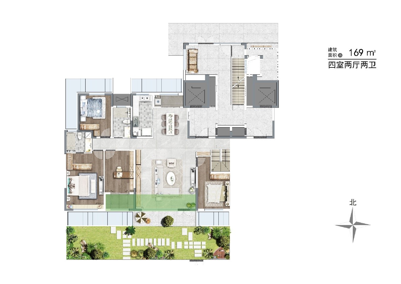 4室2厅2卫 建面：169㎡