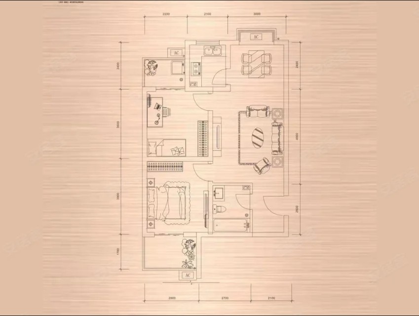 2室2厅1卫 建面：92㎡