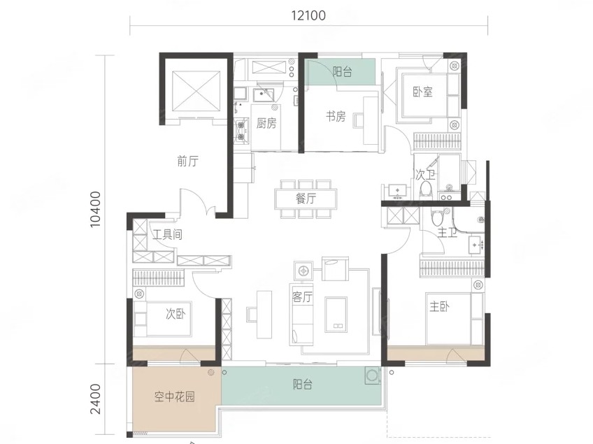 4室2厅2卫 建面：128㎡