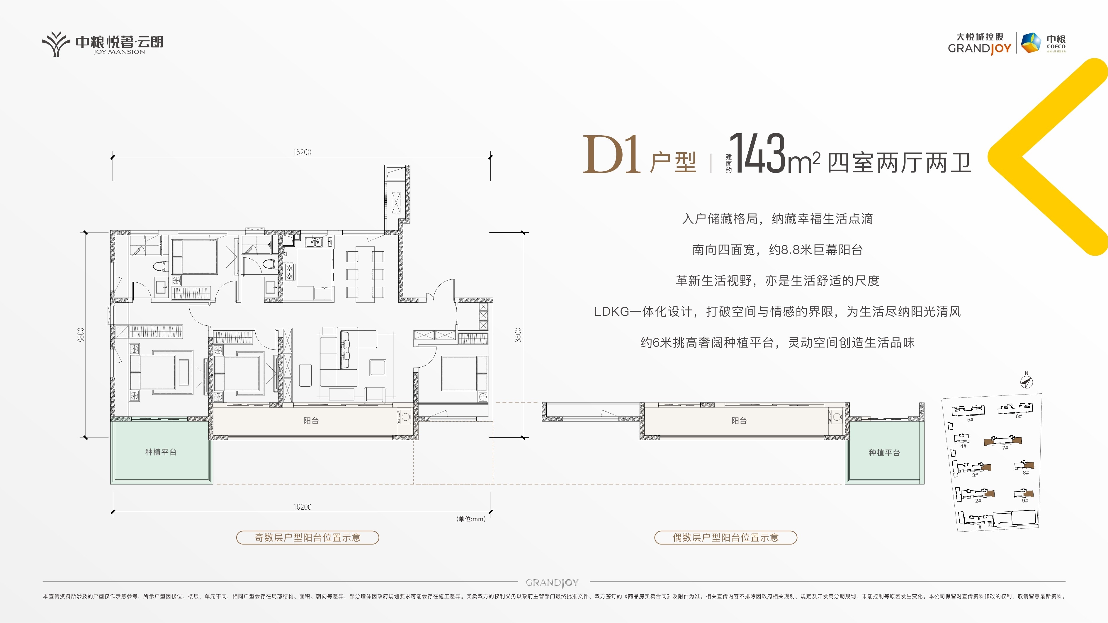 4室2厅2卫 建面：143㎡