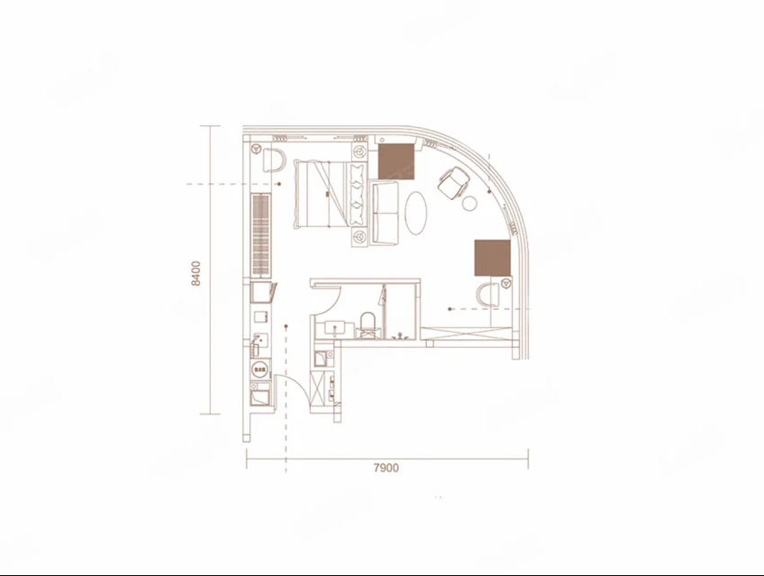 1室1厅1卫 建面：62㎡