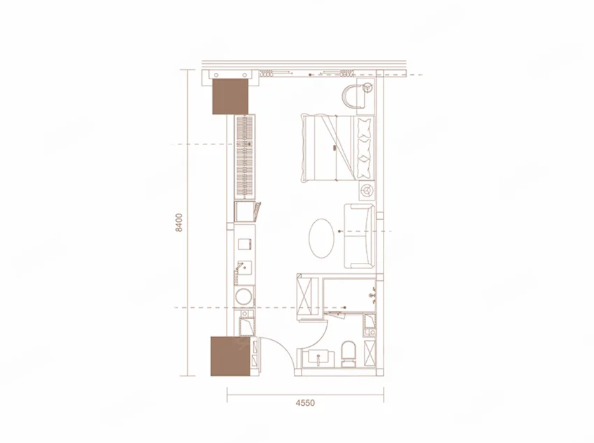 1室1厅1卫 建面：46㎡