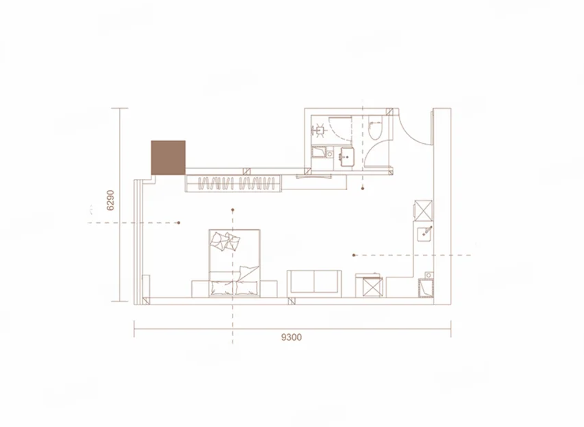 1室1厅1卫 建面：48㎡