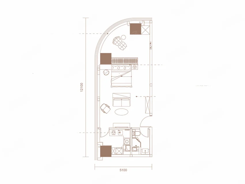 1室1厅1卫 建面：79㎡