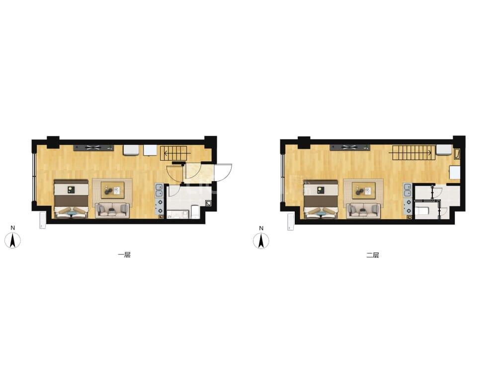 2室2厅2卫  建面：46.98平米